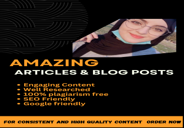 I will write amazing, well researched article/blog on any kind of topic in a creative way.