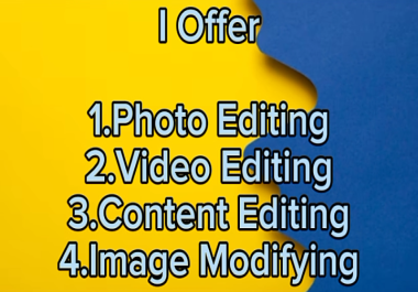 I am expert in all types of editing including video, photo, content etc.