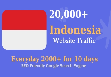 Traffic to your website from 20,000 Indonesia TARGETED Organic Website Visitors