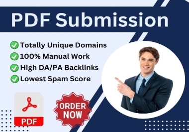 I am providing PDF submission manually on top 50 high DA document sharing sites.