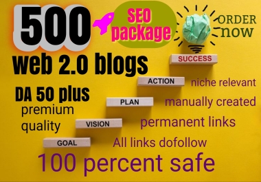 manually created unique DA 50 plus 500 web 2.0 links