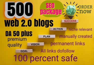 manually created unique DA 50 plus 500 web 2.0 links