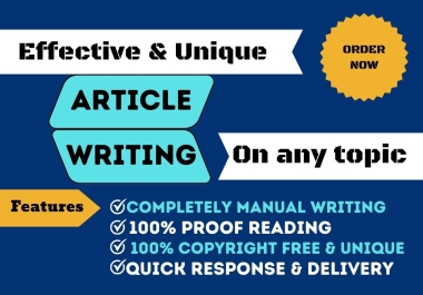 Manual Article writing Copyright free,  eye-catching & unique on any topic