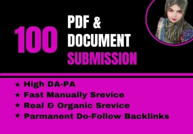 I will provide manual PDF creation & submission to 100 document sharing sites