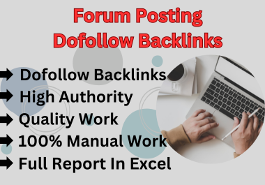 I will do unique domain dofollow SEO backlinks,  High quality forum posting service