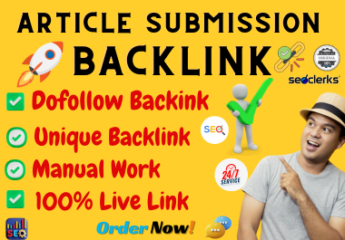 I will create 200 article backlink Manually