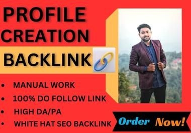 build 30 social media profile creation backlink or profile setup