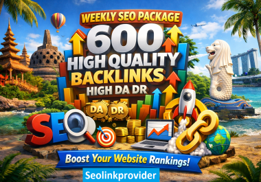 WEEKLY SEO PACKAGE OF 600 HIGH QUALITY BACKLINKS HIGH DA DR