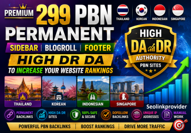 Premium 299 PBN Permanent Sidebar Blogroll Footer DR DA To Increase Your Website Rankings