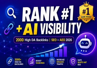 Rank 1st Page 2026 - Tier 3 2000 High DA50-DA99 SEO Backlinks + AI/AEO Visibility Boost