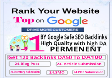 Get 120 Powerful & Permanent DA50+ SEO/SMO high quality Backlinks