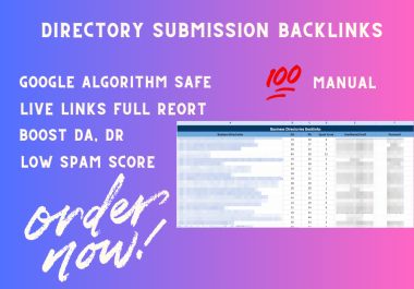 Directory Submission 100 Manual Backlinks High Authority Domain
