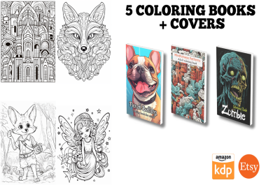 I'll create 5 coloring books for you