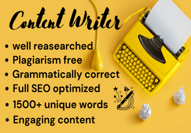 I will write 1500+ words unique article for your blog or Webiste