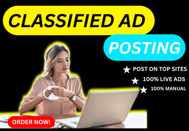 I will do 199+ classified ads posting on top classified ad posting sites
