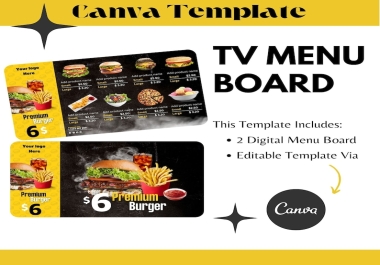 Modern TV Menu Board for Restaurant