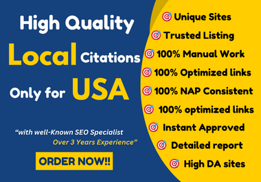 I will do 50 High Quality USA Local Citation for Top 3 Ranking