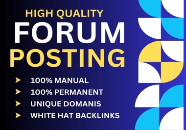 I will provide 60 manual unique forum posting backlinks on high DA PA site.