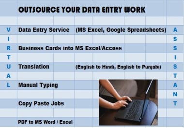 4 Hours Data Entry Work as your Virtual Assistant