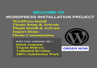 I will install wordpress theme setup and do customization in 24 hours