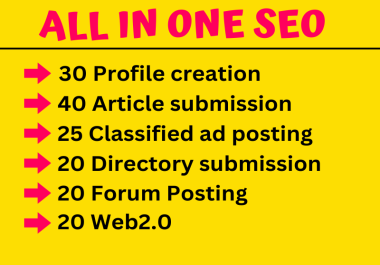 All In One 155 profile,  ad post,  directory,  web2.0,  article submission,  backlinks