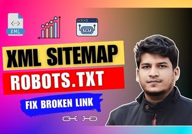 I will setup xml sitemap,  robots txt and fix broken links