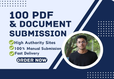 I will do 100 PDF submissions to top document-sharing sites with high DA and PA