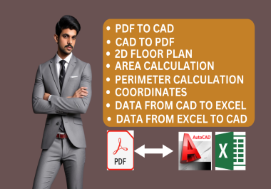 I will Convert PDF/Sketch/Floor plans/Excel Data to AutoCAD