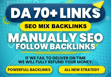 Rank 1st page 50 Backlinks Off page SEO BackIinks on DA70 Plus sites