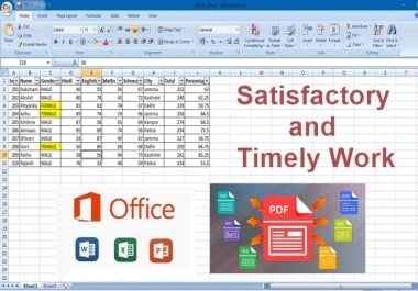 I will do Data Entry,  Proficient in PDF Conversion,  Copy-Paste,  Typing,  MS-Office Tasks