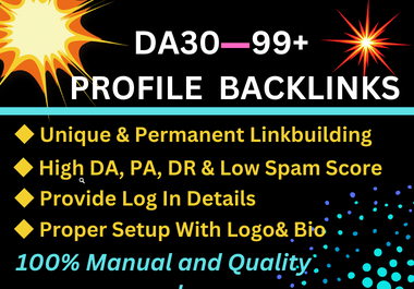 I will do70 profile backlinks link building on high da site