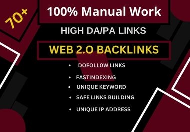 I will provide 70 Web2.0 Dofollow Best Seo Backlinks High Da Pa.