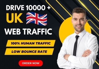 Drive 10000+ targeted uk web traffic,  organic uk traffic