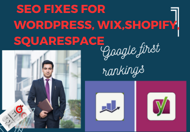 On page seo for wordpress,  Shopify for Google first ranking yoast Rankmath.