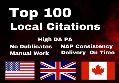 I will provide 100 local citations and local listing for ranking your local business