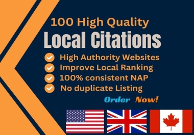 I will provide 100 local citations and local listing for ranking your local business
