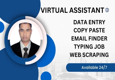 I will be your virtual assistant for data entry,  email findings,  typing,  convert pdf to excel,  copy