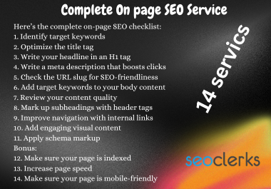 Complete On Page SEO Optimization For Google Top Ranking.
