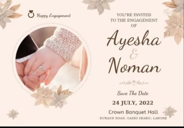 I will design Stunningly Beautiful Invitation Cards,  Banners,  Logos, Wishing Cards, Posts etc.