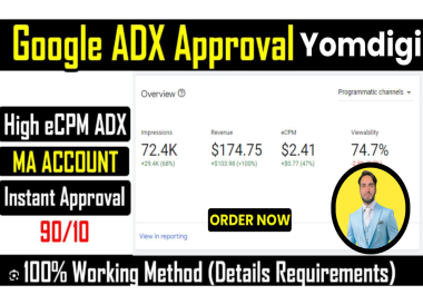 I will offer Google adx manager approval on website Yomdigi companies in 10 hours