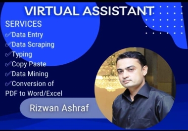 I will do Online/Offline Data Entry,  Data Scrapping,  Copy/Paste,  Conversions As A VIRTUAL ASSISTANT