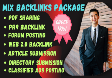 Top 250 Backlinks, Directory, Pr9, Forum posting, Web2.0, PDF, Classified Ads posting, SEO MIX