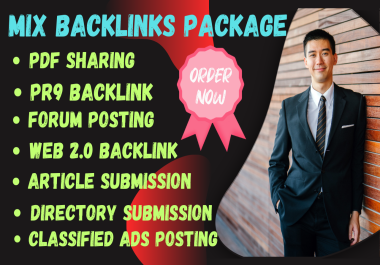 Top 350 Backlinks, Directory, Pr9, Forum posting, Web2.0, Article, PDF, Classified Ads posting, SEO MIX