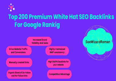 Premium 200 White Hat SEO Backlinks For Google Ranking