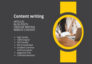 Get your content writting Articles and Blog posts with complete SEO and plagiarism free