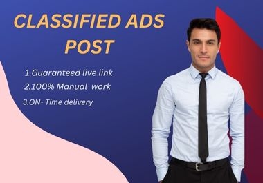 I Will provide 100 classified ad on top classified ads post