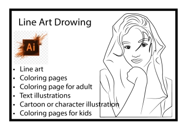 I will draw detailed line art coloring book pages for children and adult