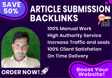 I will generate 50 permanent backlinks through article submissions for off page SEO