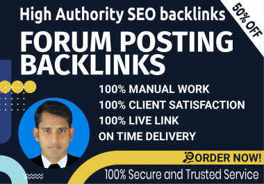 I will generate 50 forum posting backlinks from high authority sites