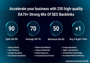I Will Build 250 High DA70 Strong Mix Of SEO Backlinks
